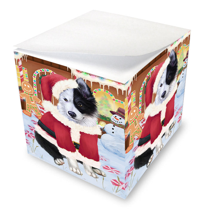 Christmas Gingerbread House Candyfest Border Collie Dog Note Cube NOC54274