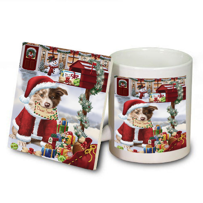 Border Collie Dog Dear Santa Letter Christmas Holiday Mailbox Mug and Coaster Set MUC53864