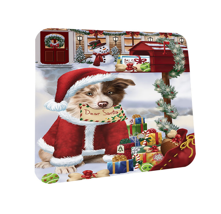 Border Collie Dog Dear Santa Letter Christmas Holiday Mailbox Coasters Set of 4 CST53830