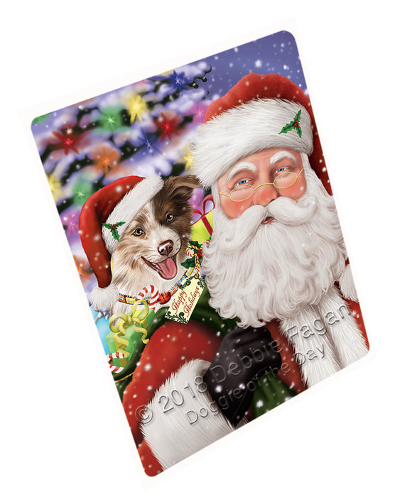 Santa Carrying Border Collie Dog and Christmas Presents Large Refrigerator / Dishwasher Magnet RMAG84648