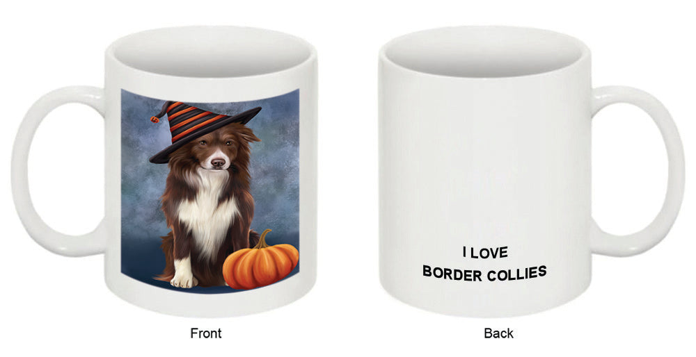 Happy Halloween Border Collie Dog Wearing Witch Hat with Pumpkin Coffee Mug MUG50155