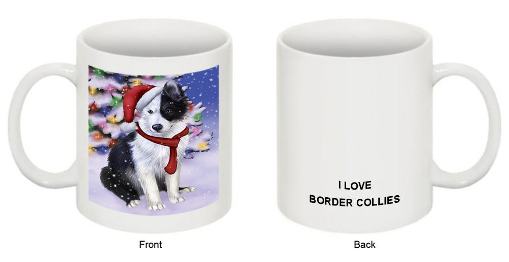 Winterland Wonderland Border Collie Dog In Christmas Holiday Scenic Background  Coffee Mug MUG48762