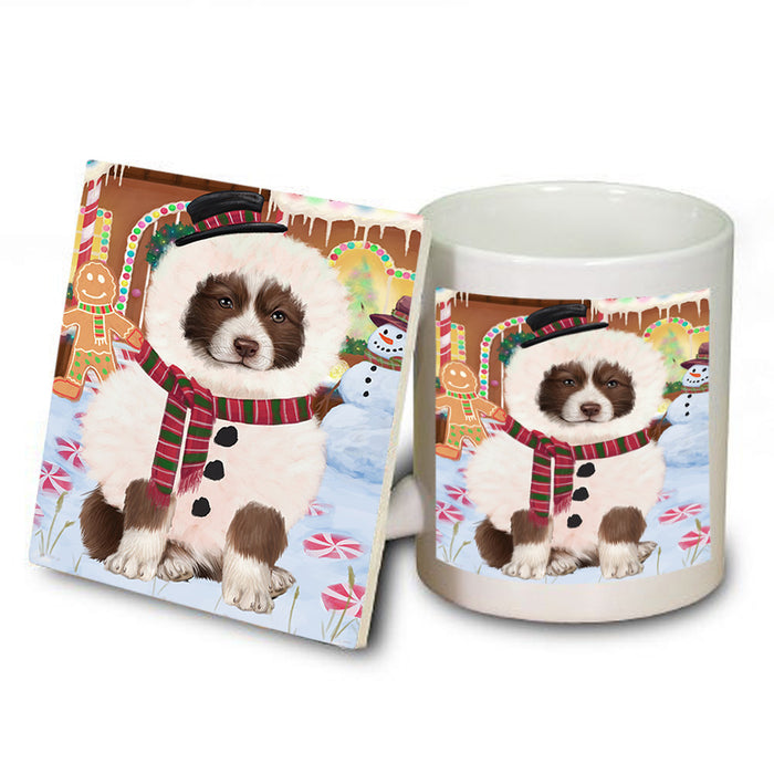 Christmas Gingerbread House Candyfest Border Collie Dog Mug and Coaster Set MUC56195