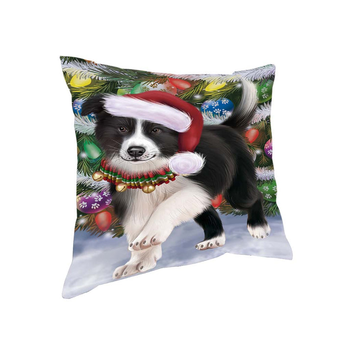 Trotting in the Snow Border Collie Dog Pillow PIL70612