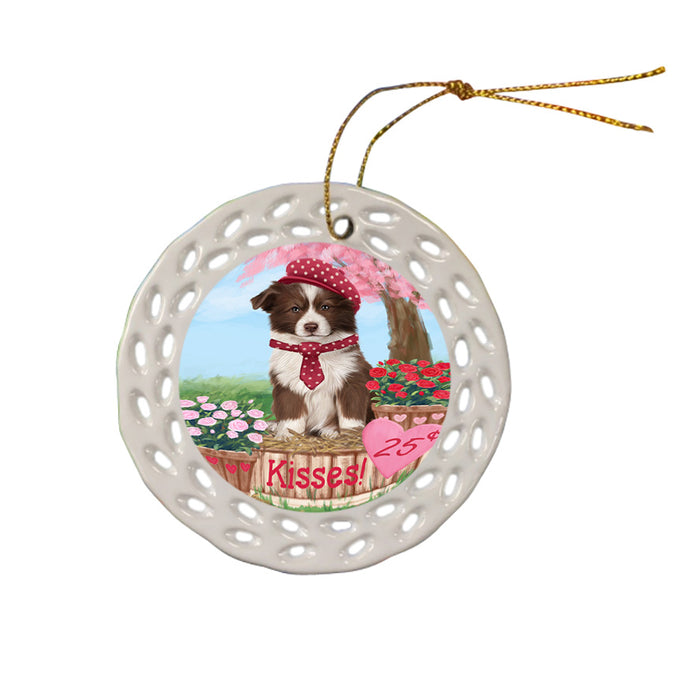 Rosie 25 Cent Kisses Border Collie Dog Ceramic Doily Ornament DPOR56298