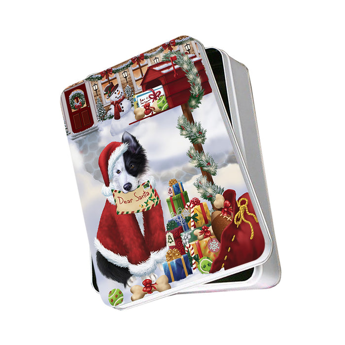 Border Collie Dog Dear Santa Letter Christmas Holiday Mailbox Photo Storage Tin PITN53816