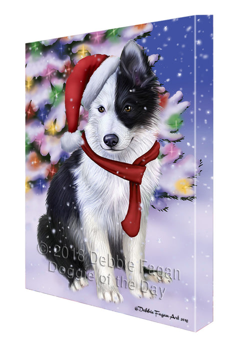 Winterland Wonderland Border Collie Dog In Christmas Holiday Scenic Background  Canvas Print Wall Art Décor CVS98126