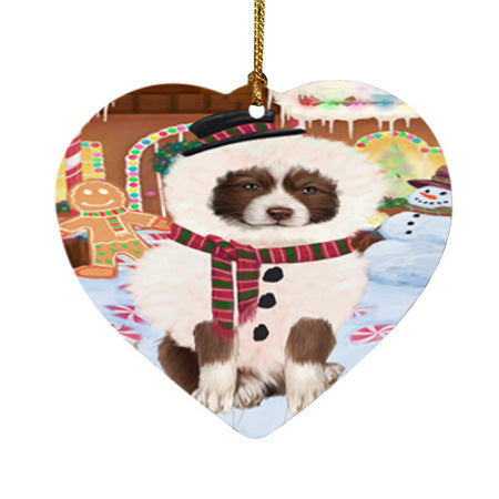 Christmas Gingerbread House Candyfest Border Collie Dog Heart Christmas Ornament HPOR56559