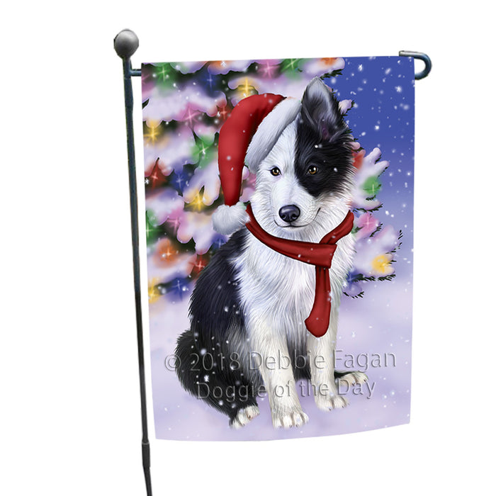 Winterland Wonderland Border Collie Dog In Christmas Holiday Scenic Background  Garden Flag GFLG53426