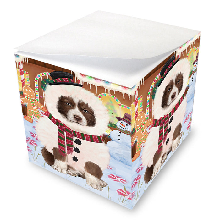 Christmas Gingerbread House Candyfest Border Collie Dog Note Cube NOC54275