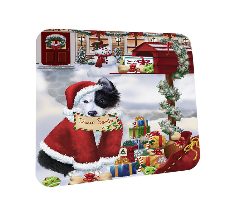 Border Collie Dog Dear Santa Letter Christmas Holiday Mailbox Coasters Set of 4 CST53831