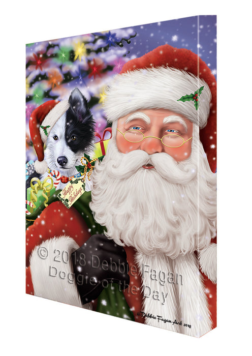 Santa Carrying Border Collie Dog and Christmas Presents Canvas Print Wall Art Décor CVS103508
