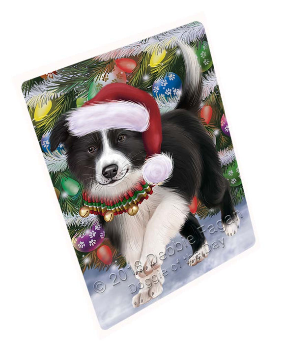 Trotting in the Snow Border Collie Dog Cutting Board C71400
