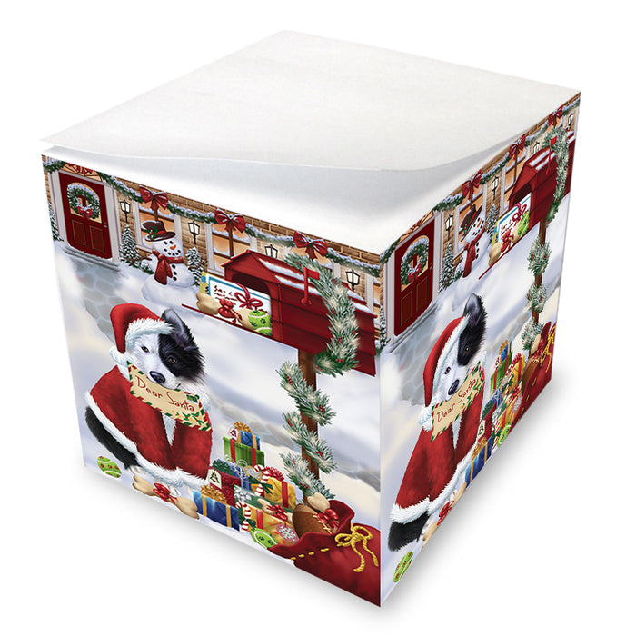 Border Collie Dog Dear Santa Letter Christmas Holiday Mailbox Note Cube NOC55519