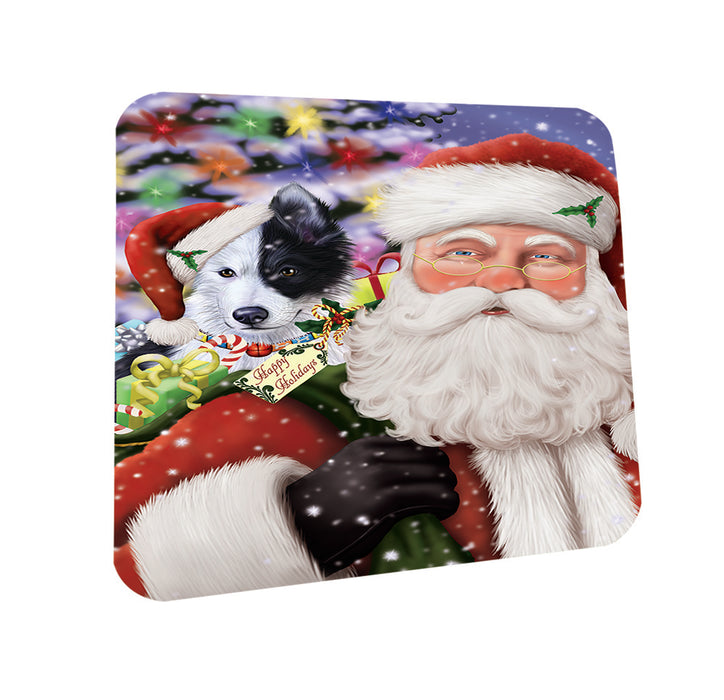 Santa Carrying Border Collie Dog and Christmas Presents Coasters Set of 4 CST53920