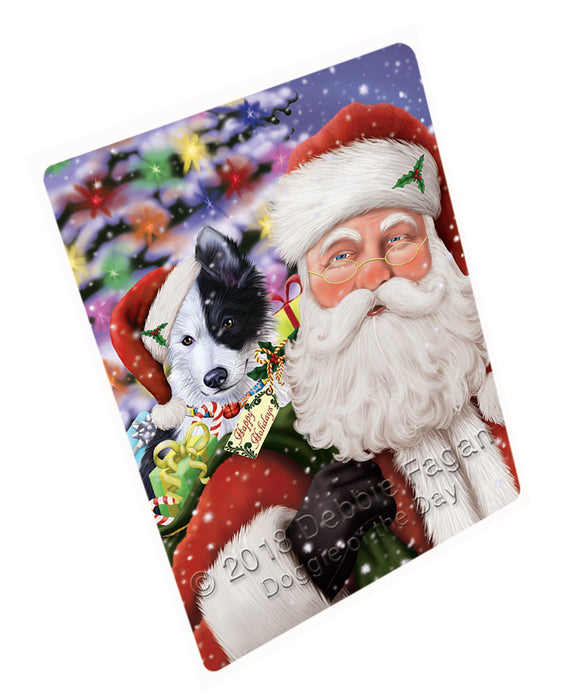 Santa Carrying Border Collie Dog and Christmas Presents Large Refrigerator / Dishwasher Magnet RMAG84654