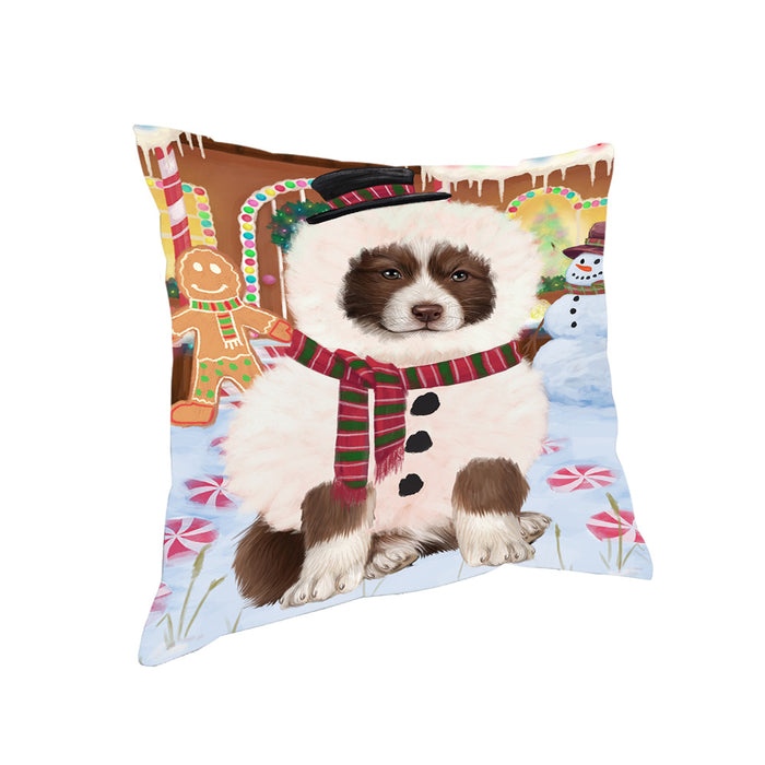 Christmas Gingerbread House Candyfest Border Collie Dog Pillow PIL79104
