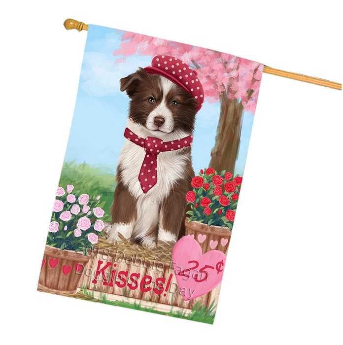 Rosie 25 Cent Kisses Border Collie Dog House Flag FLG56626