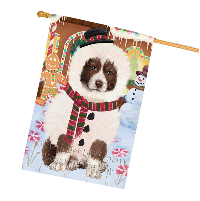 Christmas Gingerbread House Candyfest Border Collie Dog House Flag FLG56887