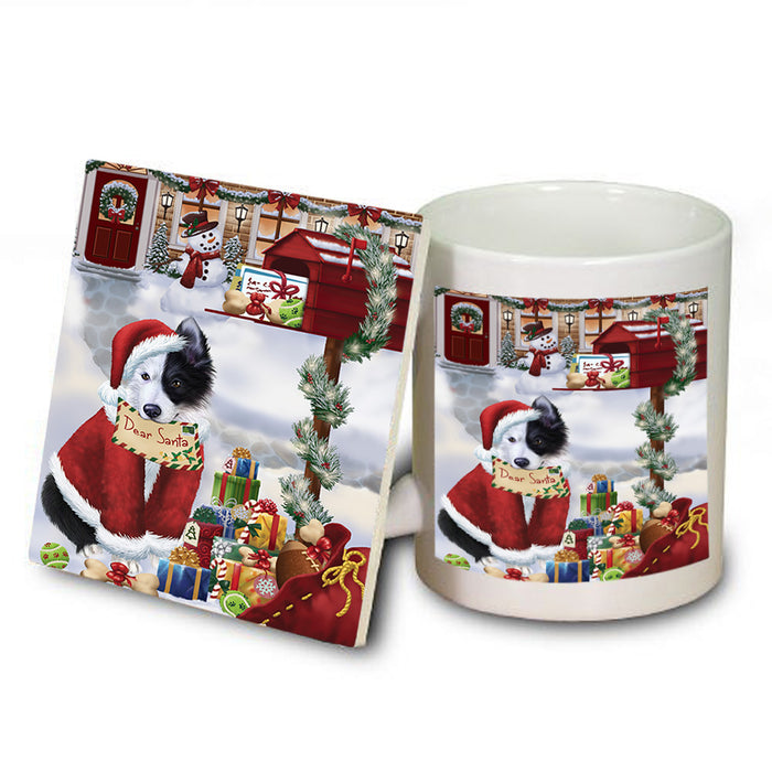 Border Collie Dog Dear Santa Letter Christmas Holiday Mailbox Mug and Coaster Set MUC53865
