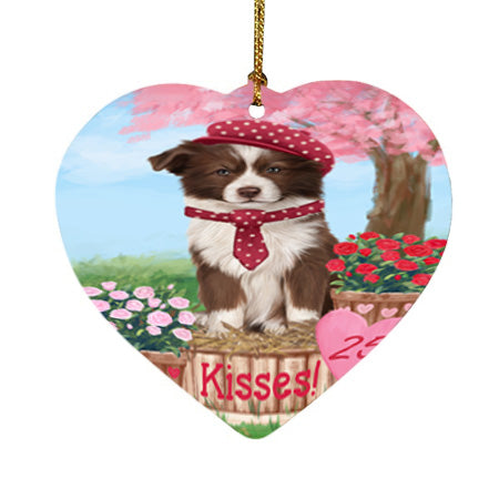 Rosie 25 Cent Kisses Border Collie Dog Heart Christmas Ornament HPOR56298