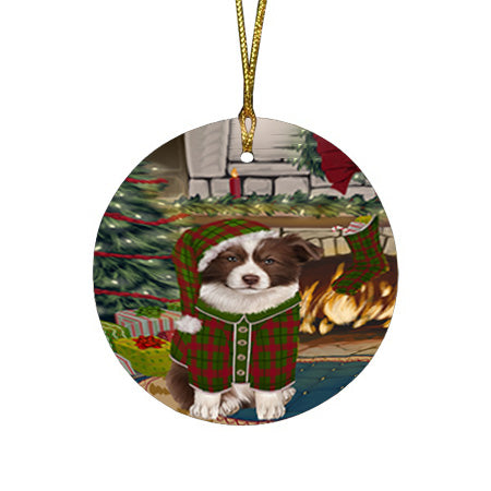 The Stocking was Hung Border Collie Dog Round Flat Christmas Ornament RFPOR55589