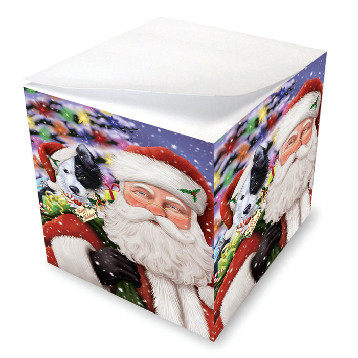 Santa Carrying Border Collie Dog and Christmas Presents Note Cube NOC55608
