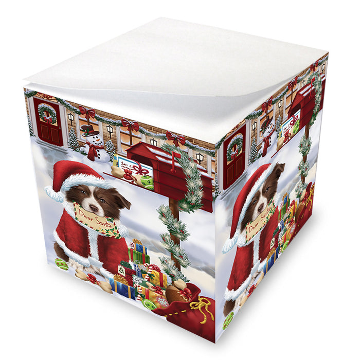 Border Collie Dog Dear Santa Letter Christmas Holiday Mailbox Note Cube NOC55520