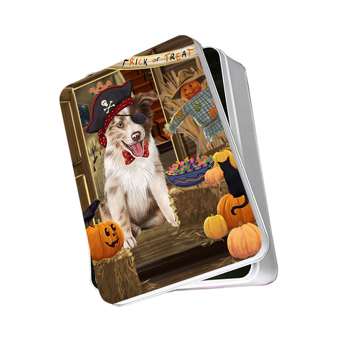 Enter at Own Risk Trick or Treat Halloween Border Collie Dog Photo Storage Tin PITN53031