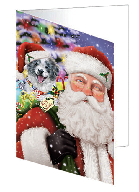 Santa Carrying Border Collie Dog and Christmas Presents Handmade Artwork Assorted Pets Greeting Cards and Note Cards with Envelopes for All Occasions and Holiday Seasons GCD65918