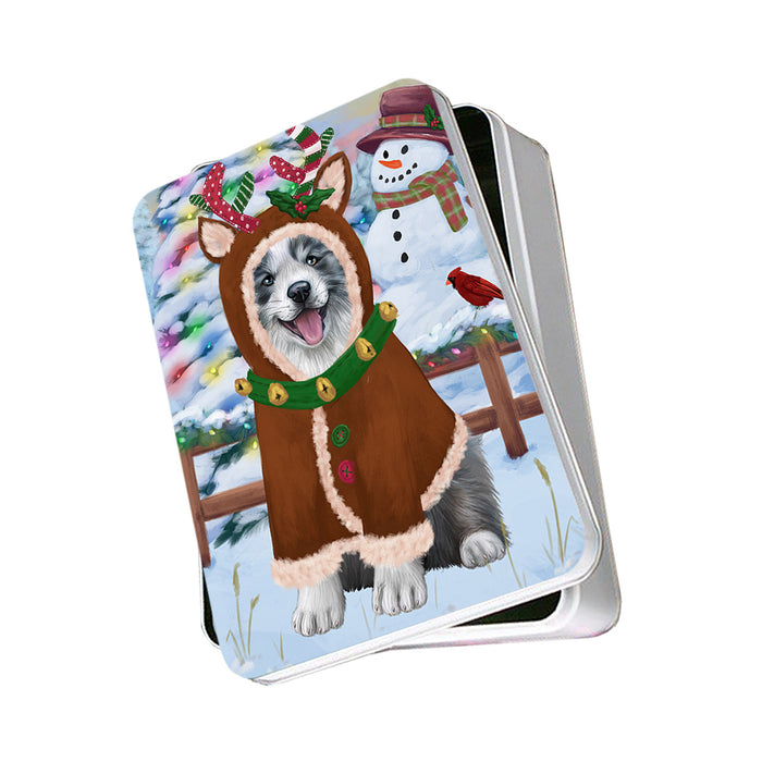 Christmas Gingerbread House Candyfest Border Collie Dog Photo Storage Tin PITN56123