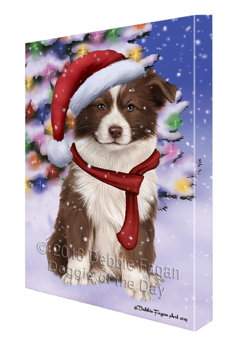 Winterland Wonderland Border Collie Dog In Christmas Holiday Scenic Background  Canvas Print Wall Art Décor CVS98135