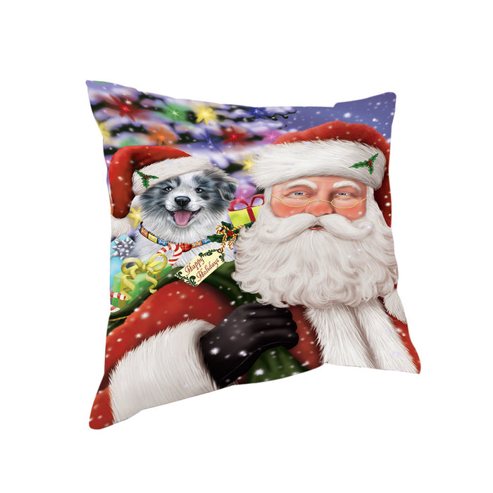 Santa Carrying Border Collie Dog and Christmas Presents Pillow PIL72476