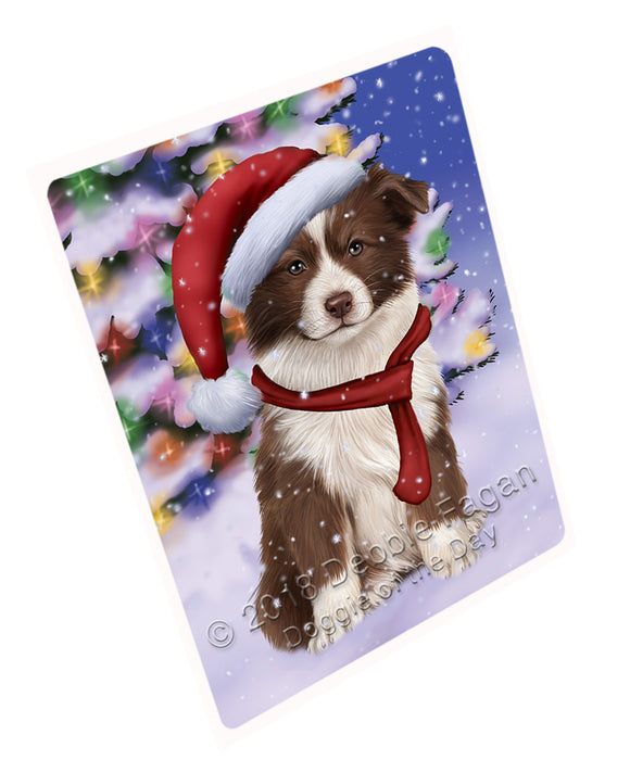 Winterland Wonderland Border Collie Dog In Christmas Holiday Scenic Background  Large Refrigerator / Dishwasher Magnet RMAG81072