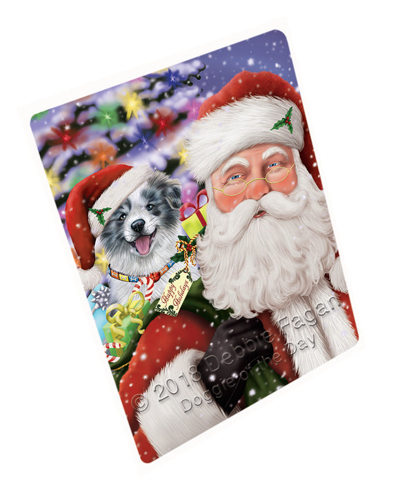 Santa Carrying Border Collie Dog and Christmas Presents Large Refrigerator / Dishwasher Magnet RMAG84660