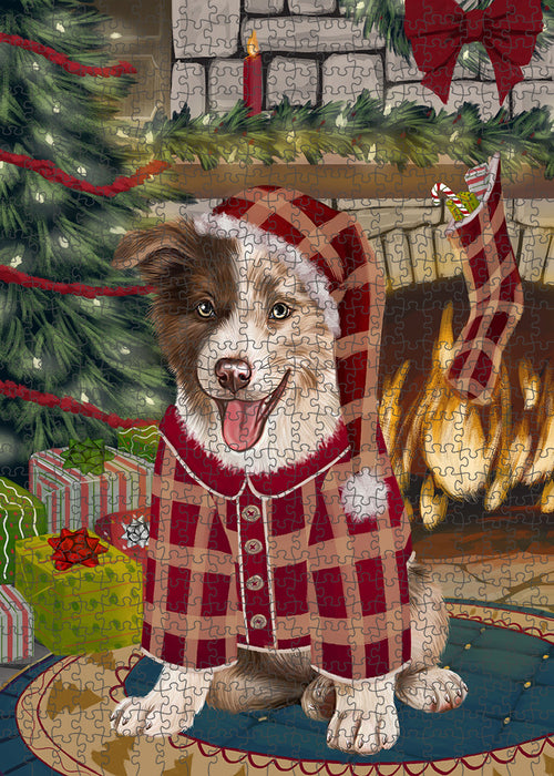 The Stocking was Hung Border Collie Dog Puzzle with Photo Tin PUZL89140