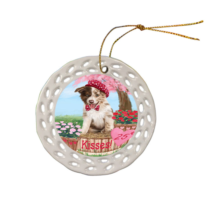 Rosie 25 Cent Kisses Border Collie Dog Ceramic Doily Ornament DPOR56299