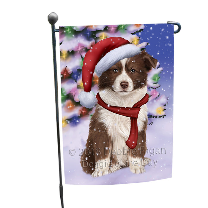 Winterland Wonderland Border Collie Dog In Christmas Holiday Scenic Background  Garden Flag GFLG53427