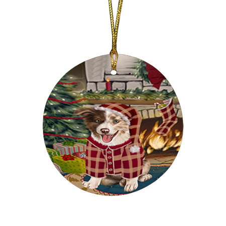 The Stocking was Hung Border Collie Dog Round Flat Christmas Ornament RFPOR55590