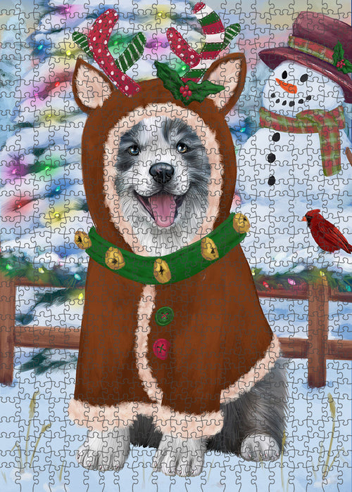 Christmas Gingerbread House Candyfest Border Collie Dog Puzzle with Photo Tin PUZL93016