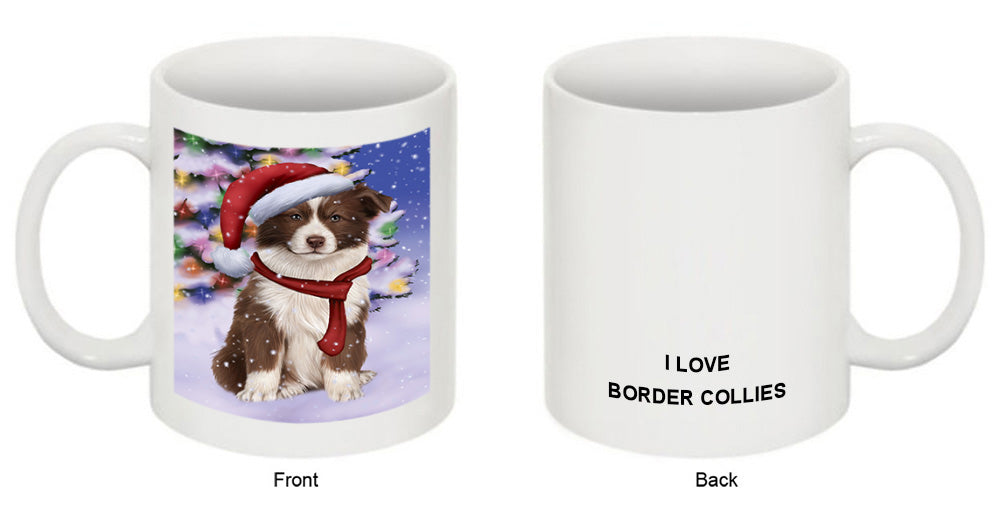 Winterland Wonderland Border Collie Dog In Christmas Holiday Scenic Background  Coffee Mug MUG48763