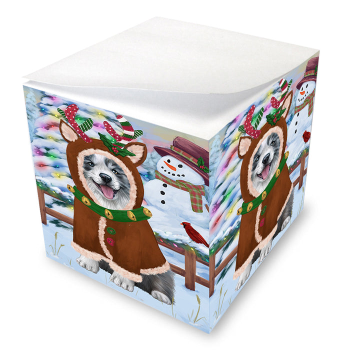 Christmas Gingerbread House Candyfest Border Collie Dog Note Cube NOC54276
