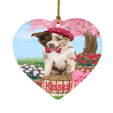 Rosie 25 Cent Kisses Border Collie Dog Heart Christmas Ornament HPOR56299