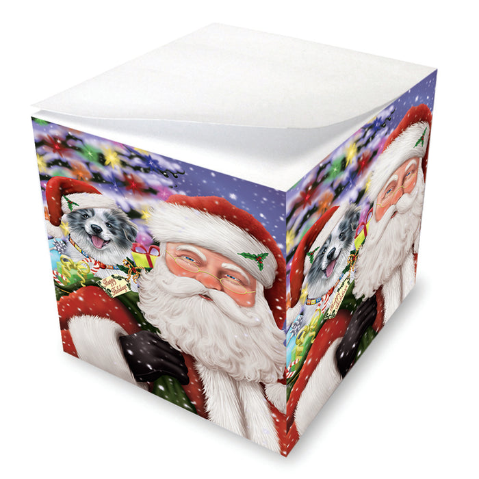 Santa Carrying Border Collie Dog and Christmas Presents Note Cube NOC55609