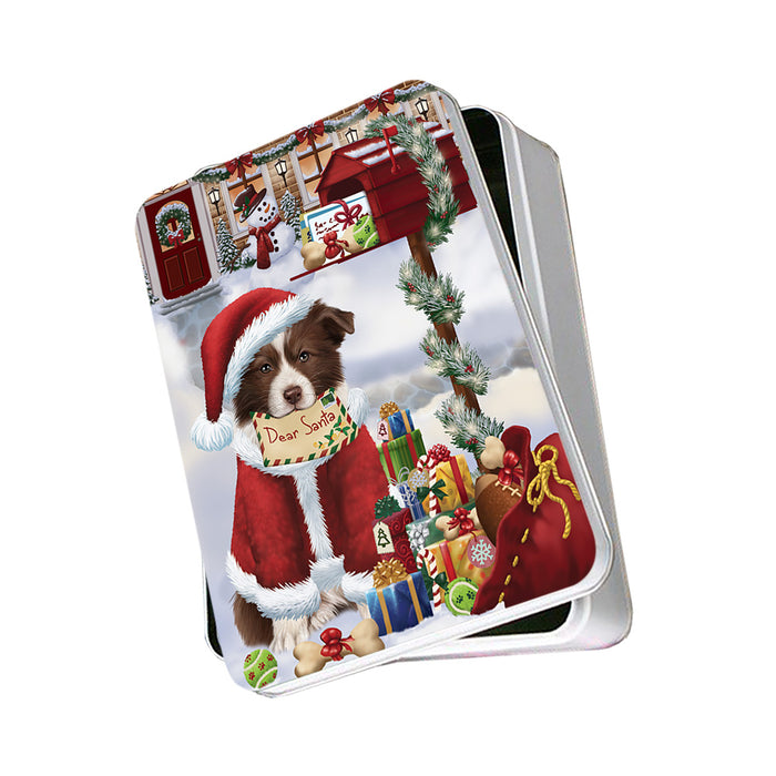 Border Collie Dog Dear Santa Letter Christmas Holiday Mailbox Photo Storage Tin PITN53817