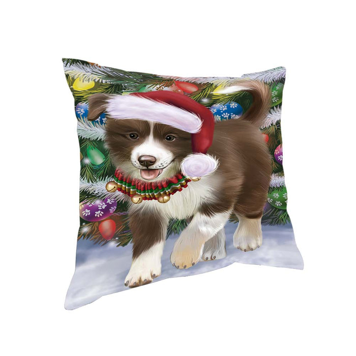 Trotting in the Snow Border Collie Dog Pillow PIL70616