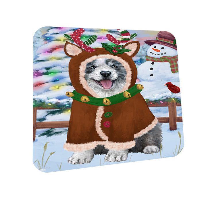 Christmas Gingerbread House Candyfest Border Collie Dog Coasters Set of 4 CST56162