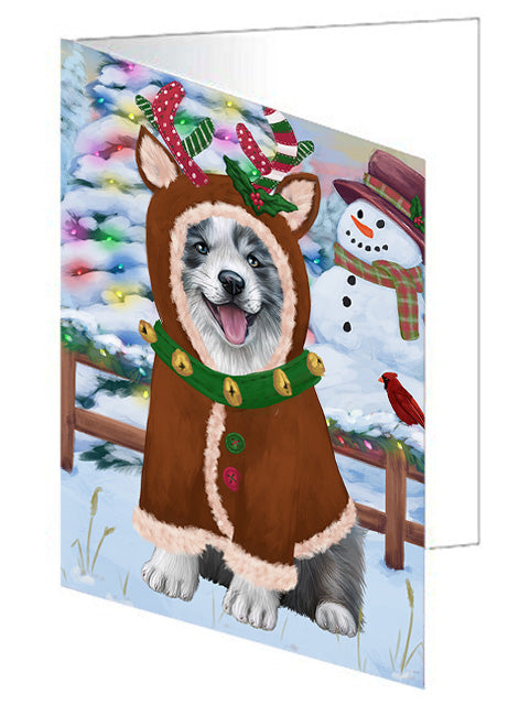 Christmas Gingerbread House Candyfest Border Collie Dog Handmade Artwork Assorted Pets Greeting Cards and Note Cards with Envelopes for All Occasions and Holiday Seasons GCD73127