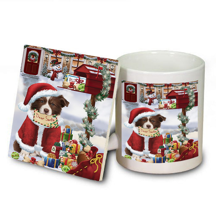Border Collie Dog Dear Santa Letter Christmas Holiday Mailbox Mug and Coaster Set MUC53866