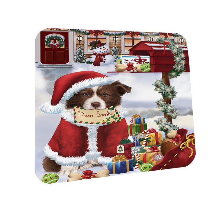 Border Collie Dog Dear Santa Letter Christmas Holiday Mailbox Coasters Set of 4 CST53832